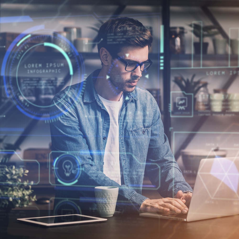 Young man working with a computer