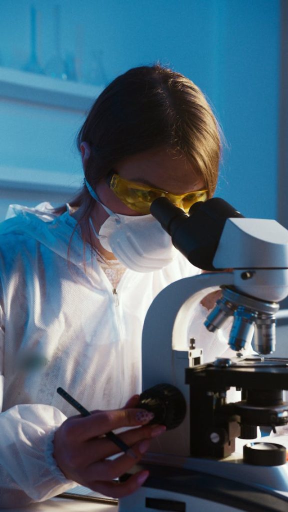 Pharmacy technician working on a lab